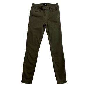 PAIGE Hoxton Ankle Pants Size 27 Green Chive Luxe Coating Slim Fit Stretch